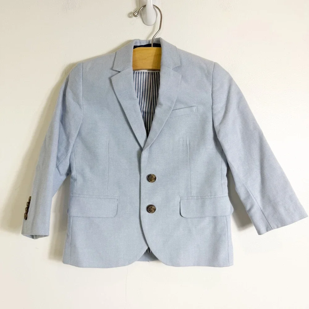 H&M Blazer Boys 2-3Y Light Blue Striped Lining Formal Suit Jacket